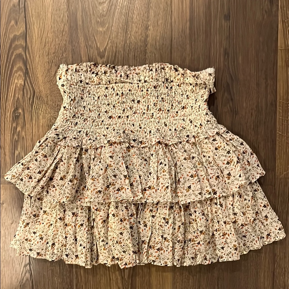 The Reset Floral Mini Skirt - Cream and Brown